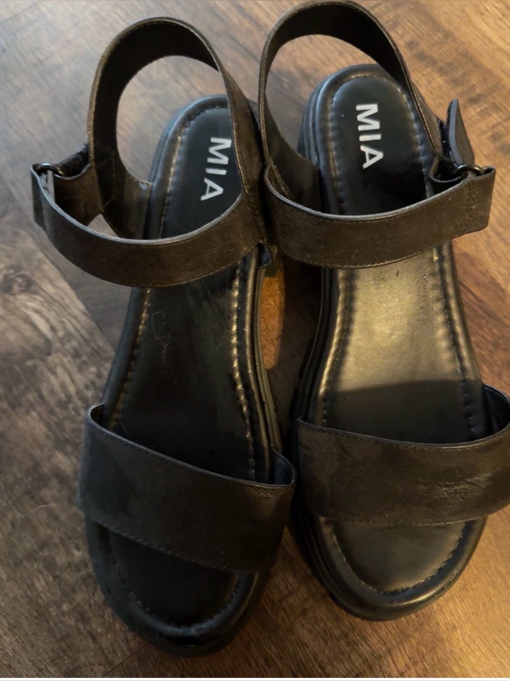 MIA Women's Black Ankle-Strap Platform Sandals